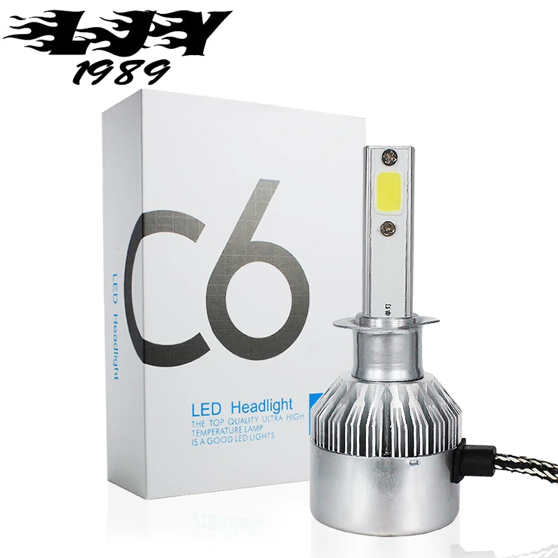 C6 Auto Led Headlight Bulbs H7 H1 H4 72W 7600LM COB Chip 3000k 6000k
