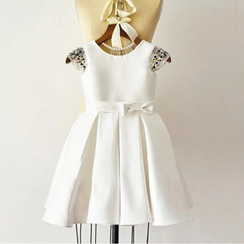 2017 Marque Nouvelle Fleur Fille Robes Blanc/Ivoire Réel Parti Pageant