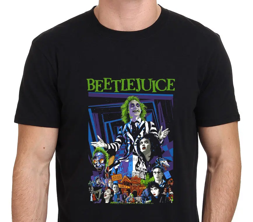 Классическая футболка BEETLEJUICE из фильма черного цвета, размеры s-xxl