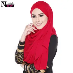 Новый мусульманский Джерси шарф плотная хлопка Обёрточная бумага тюрбан сплошной Макси Абаи кафтан хиджаб Арабская Исламская длинные
