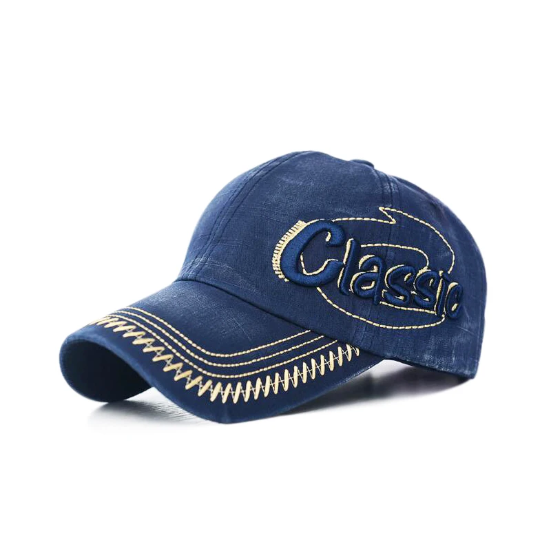

Spring And Summer Washed Letters CLASSIC Retro Three-Dimensional Embroidery Baseball Cap Trend Wild Cotton Snapback Hat
