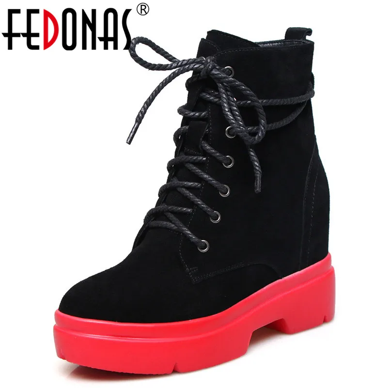 

FEDONAS New Women Ankle Boots Wedges High Heels Platforms Autumn Winter Party Shoes Woman Punk Short Ladies Casual Shoes