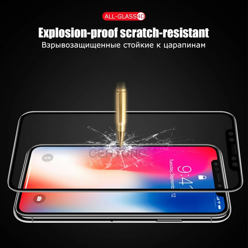 Цветное полностью покрытое ударопрочное закаленное стекло для iPhone XS MAX XR X 7 8 6 6S Plus