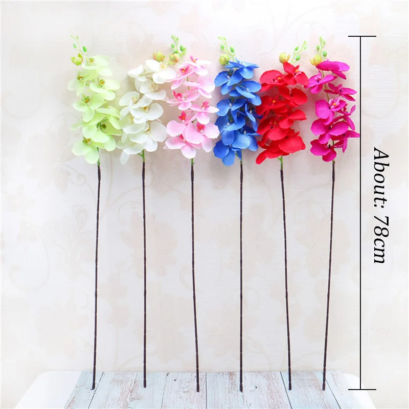 Flone Artificial Orchid Silk Fake Flowers Branch 78cm Butterfly Orchid Wedding Arch Flowers Home Balcony Decoration Orchidea (40-1)