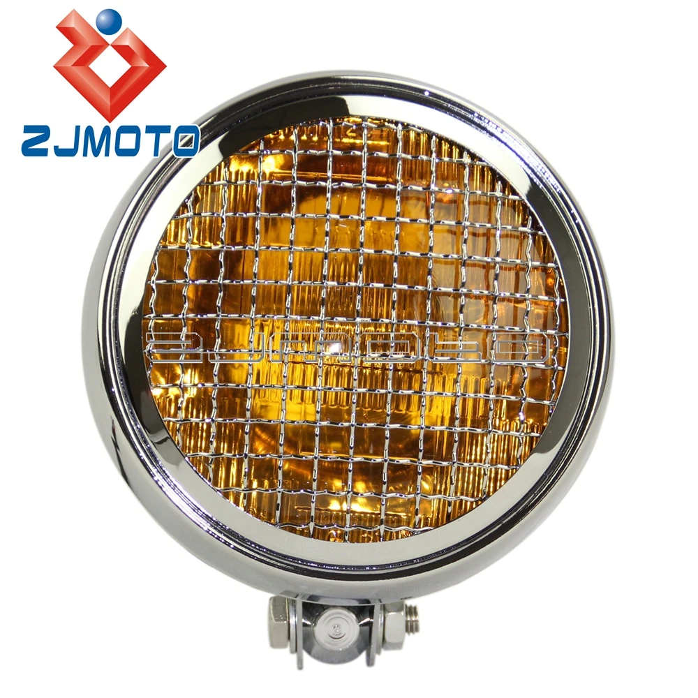 Buy Universal Chrome Motorcycle Hi low Beam Headlight Mesh Grill Headlight For