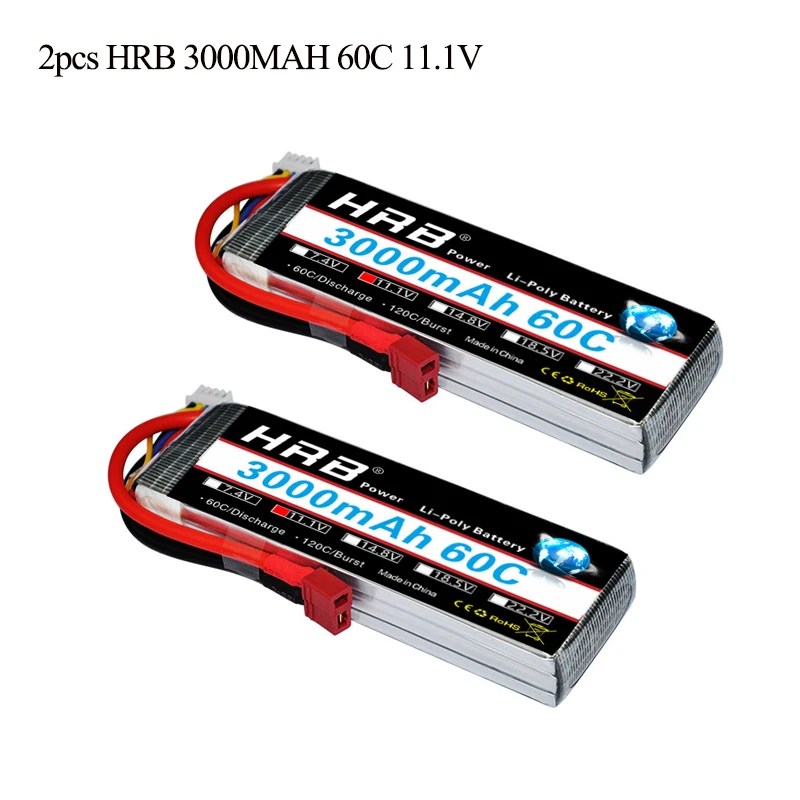 

2pcs HRB RC Lipo 3S Battery 11.1V 3000mah 60C MAX 120C Drone AKKU For RC Bateria Helicopter Airplane Car Boat Quadcopter UAV FPV