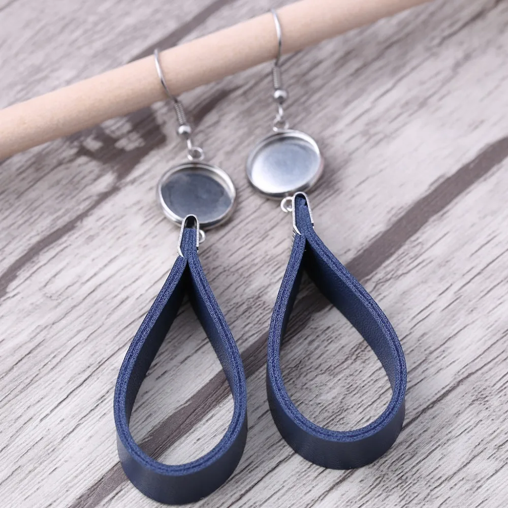 

onwear 5 pairs stainless steel 12mm cabochon earring setting base trays diy blank leather earrings findings for jewerly making