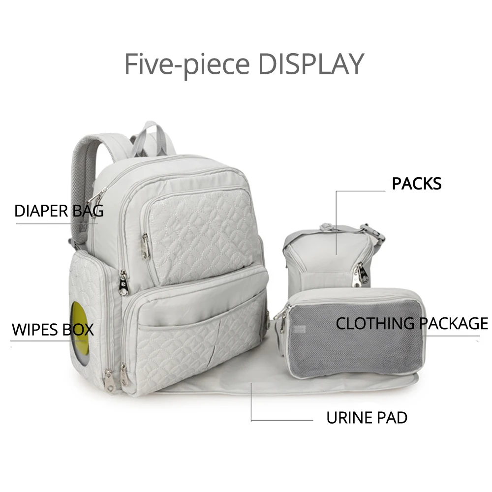 The new Europe shoulder mummy bag Multi Pocket large mom bag five piece baby diaper bag maternity supplies