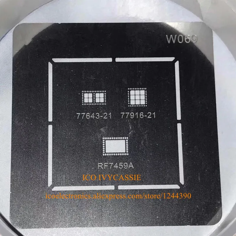 Для RF7459A 77643-21 77916-21 BGA прямой нагревательный трафарет шаблон реболлинга W069 |