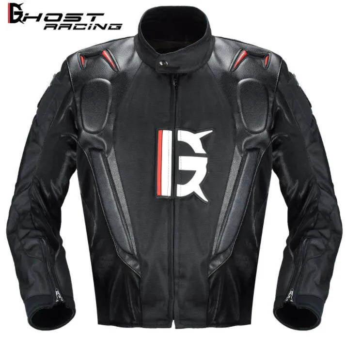 

GHOST RACING Motorcycle Jacket PU Leather Racing Jacket Body Armor Protection Equipment Moto Motocross Off-road Clothing