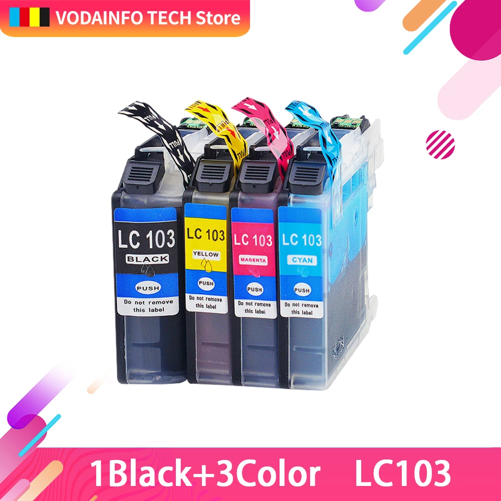 

4pcs LC103 LC101 Ink Cartridge for Brother DCP j152w DCP-J152W MFC-J470DW MFC-J245 MFC-J285DW MFC-J450DW MFC-J475DW Printer