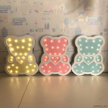 

Wooden Bear-Pattern LED Night Light Cartoon Bedside Wall Lamp Decorative Lighting For Home Nursery Children Bedroom