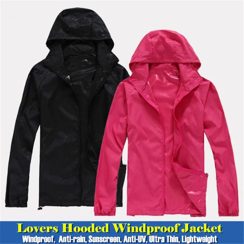 

Men&Women Lovers Hooded Windproof Jacket Tops Quick-dry Fitness Anti-rain Sunscreen Anti-UV Ultra Thin Lightweight Sweatshirts