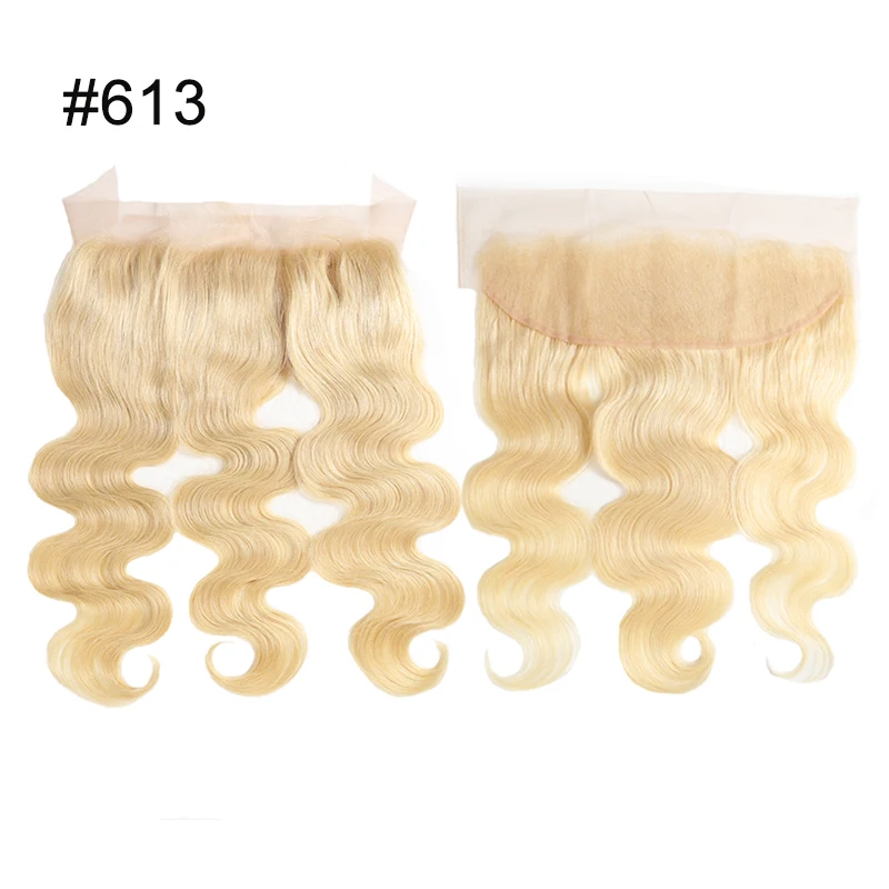 Продукция Ali queen, бразильские волосы remy, 1"* 4", свободная часть, 613 блонд, фронтальная кружевная застежка, волнистые человеческие волосы, плотность 130