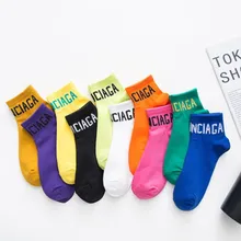 Модные носки, женские хлопковые дышащие носки с буквенным принтом, уличная одежда, короткие женские носки