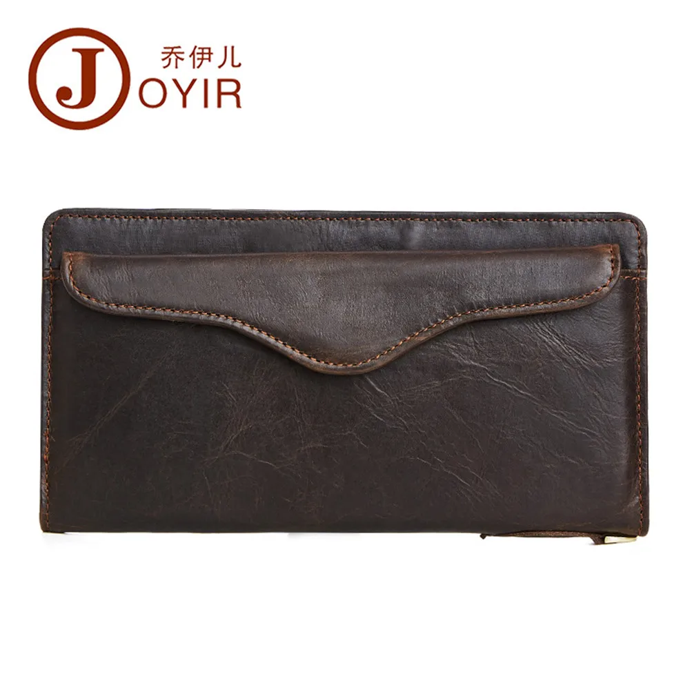 

JOYIR high quality Purse cow leather Men Wallets Long Purse Wallet Male Clutch Genuine Leather Wallet Men Business Male notecase