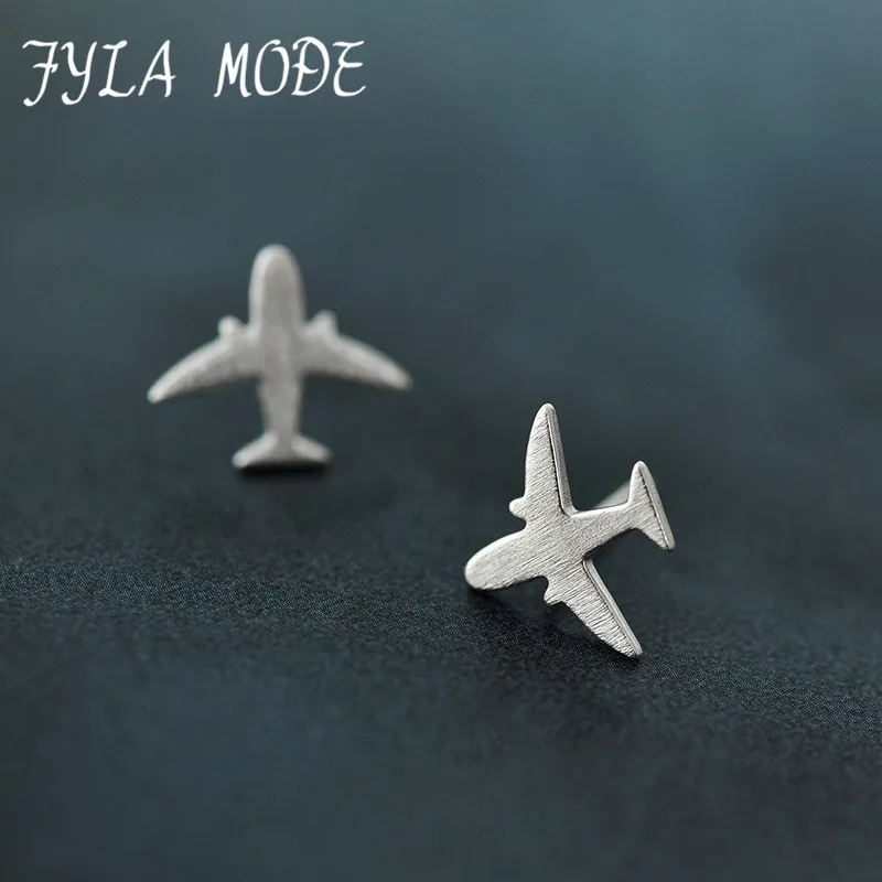 Fyla Mode Настоящее серебро 925 проба авиационный самолет серьги гвоздики женские