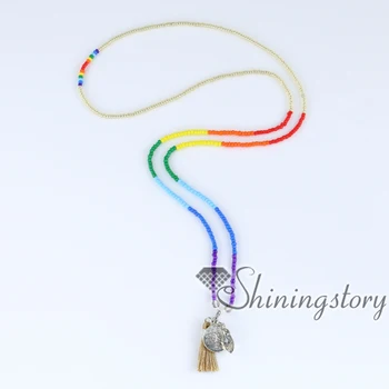 

7 chakra necklace jewellery yoga bead healing spiritual necklace tassel bead necklace tree of life pendant necklace jewelry