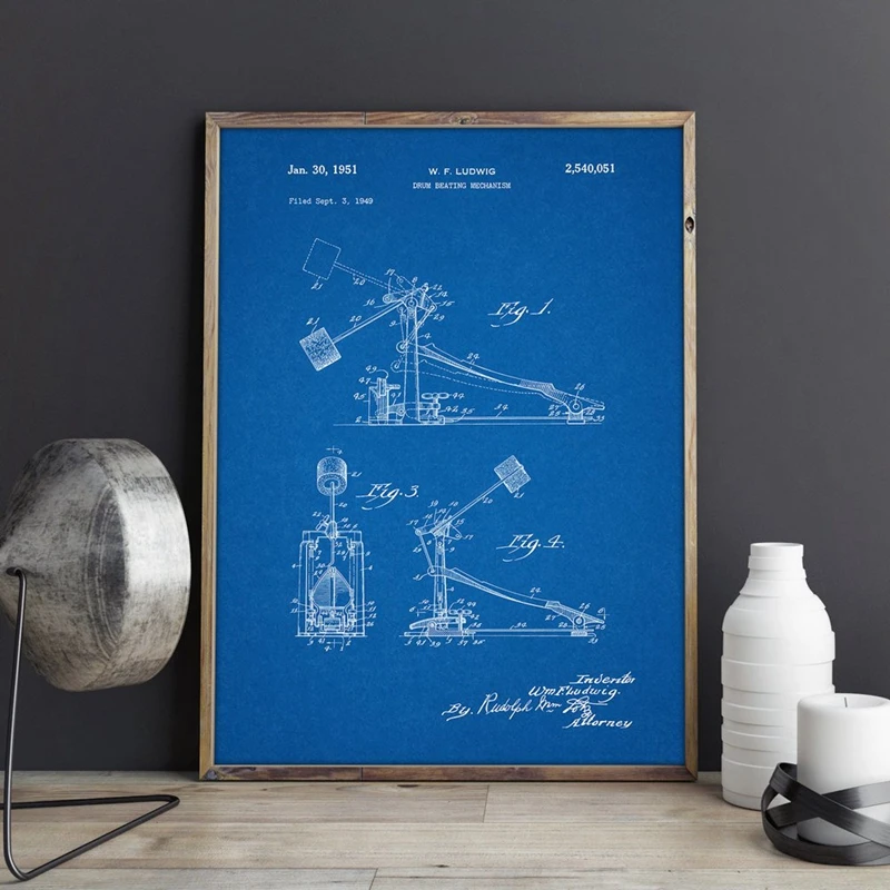 Drum Kick Pedal Prints Music Room Decor