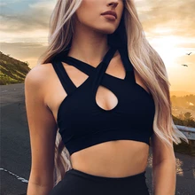 Сексуальная спинки спортивный бюстгальтер Топ Фитнес бюстгальтеры Для женщин Strappy бюстгальтер спортивный топ, жилет тренажерный зал мягкие бюстгальтеры для йоги росту работает нижнее белье