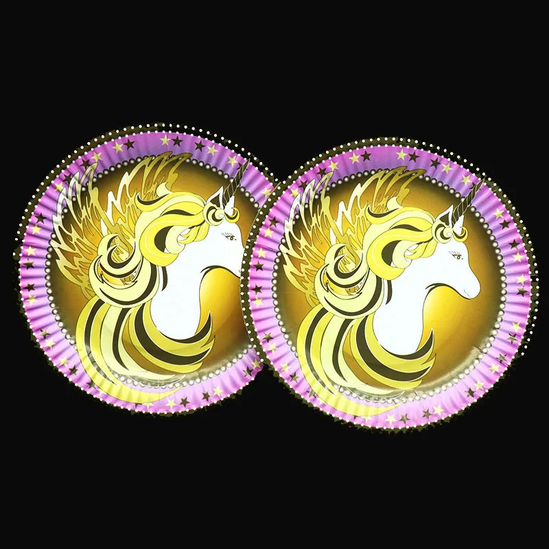 10pcs/lot Unicorn theme disposable plates birthday party decorations tableware | Дом и сад