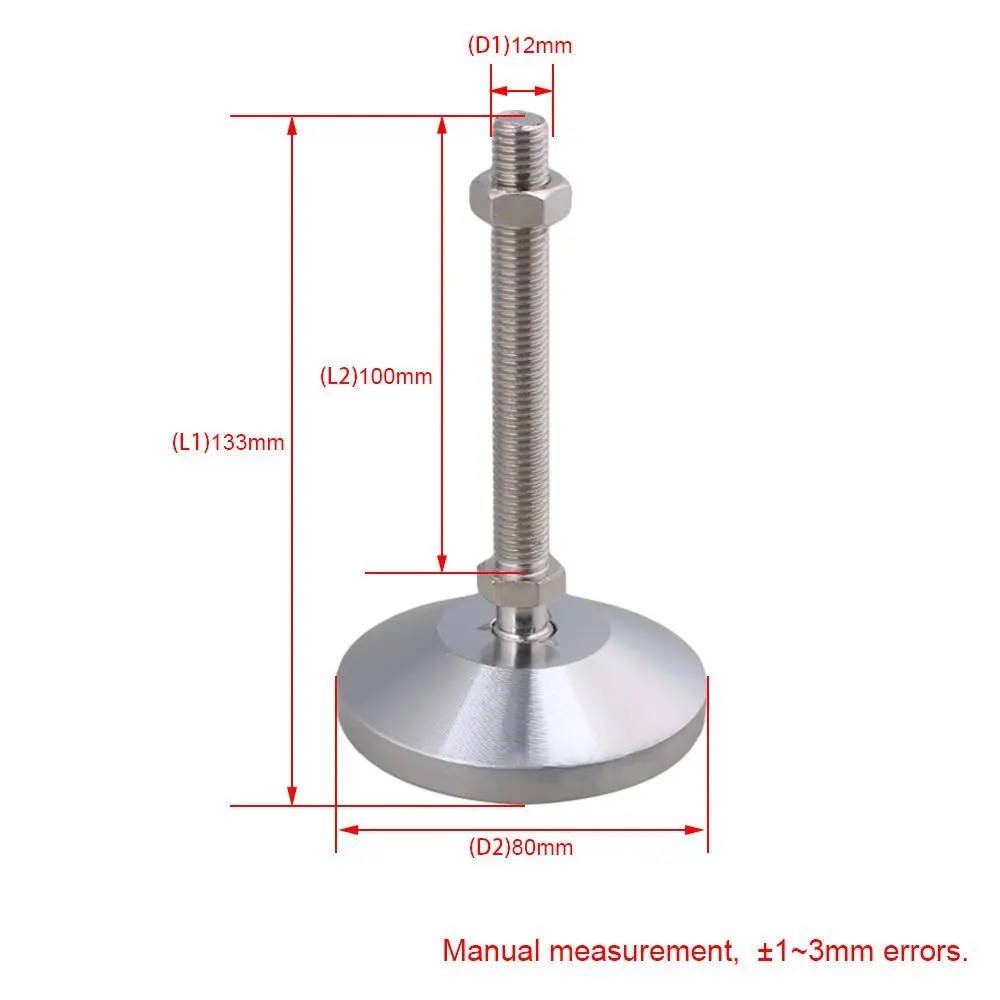 Углеродистая сталь 80 мм Диаметр M12x100mm резьба регулируемое соединение ножки для машинной мебели ног коврик Максимальная нагрузка 3 тонны