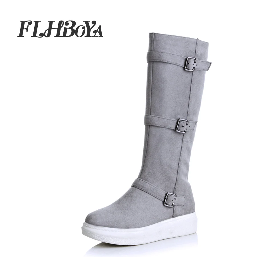 

FLHBoYa Fashion Plush Snow Boots Warm Winter Women Platfrom Knee-high Slip-resistant Boots Thermal Female Cotton-padded Shoes