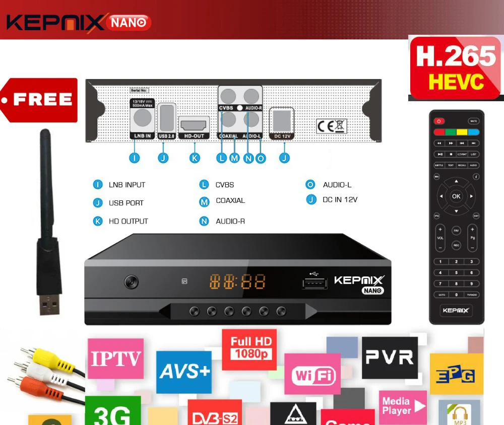 

Kepnix nano 10pcs iptv m3u hevc stalker satellite receiver powervu autoroll supports ratlink 5370 mtk7601 wifi 3G 2xusb port