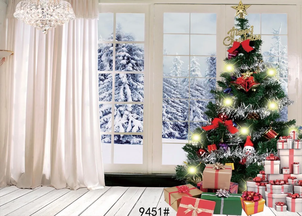 comprar 270X180 cm Janela backdrops pano de fundo de natal 9x6FT fotografia fundos para estúdio de fotografia pano de fundo de natal 9451