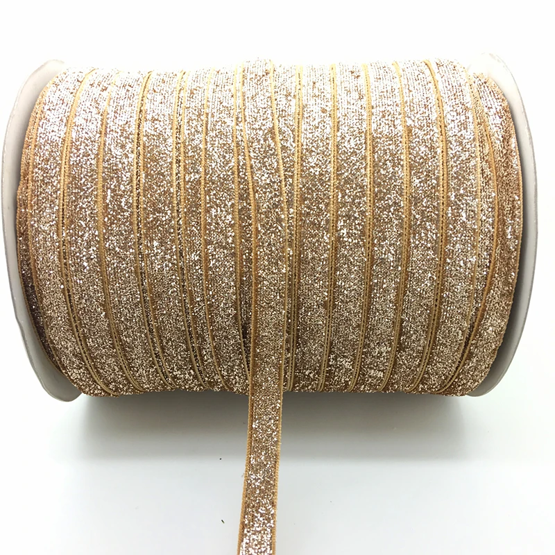 Glitter Velvet Ribbon for Crafts and Accessories, 5 Yards, 3/8 (10mm) - Multiple Color Options Available, Free Shipping