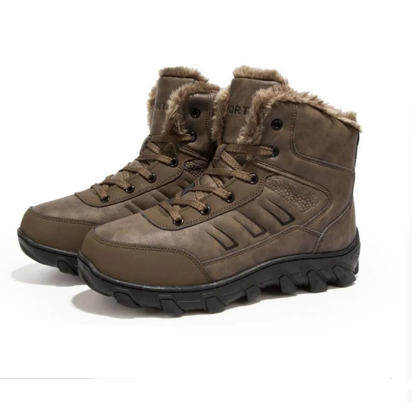 

CHAISHOU plus size Men's snow boots Martin boots waterproof outdoor mountaineering boots men's high cotton shoes and men's shoes