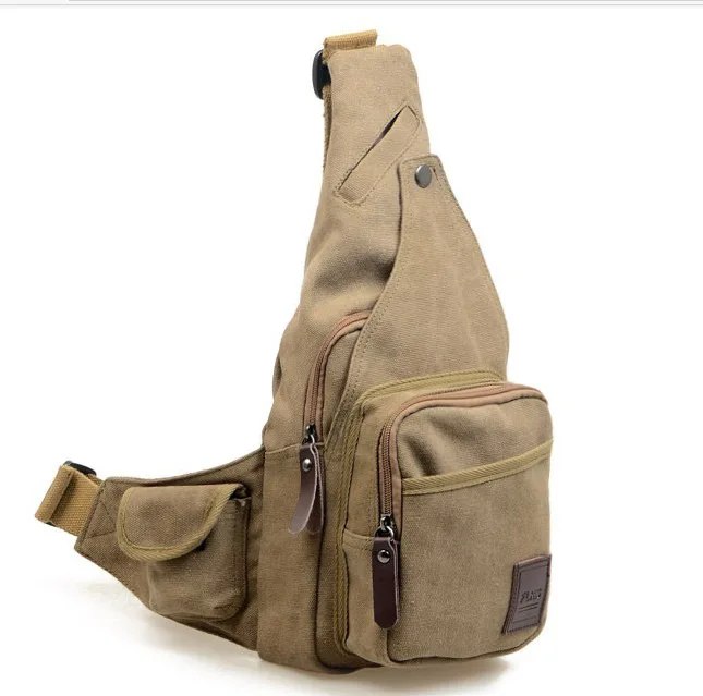 High Quality Waterproof canvas Men Single Shoulder Cross Body Bag Military Travel Sling Rucksack ...