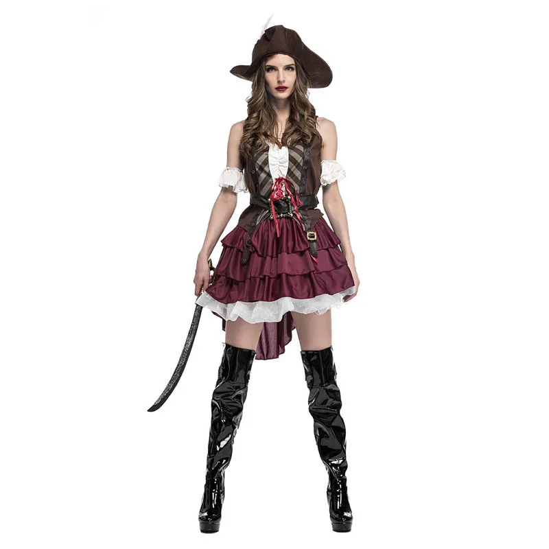 H& ZY/карнавальный костюм на Хэллоуин для женщин; сексуальный костюм «Карибский Капитан»; костюм пирата; маскарадный костюм воина для взрослых и женщин - Цвет: As picture