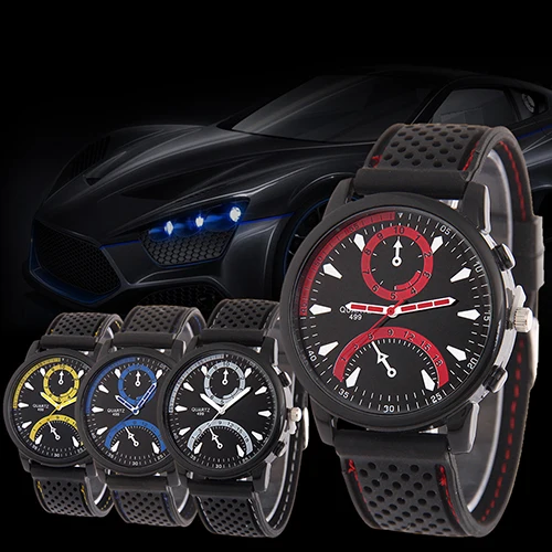 

Hot Sales Men's Fashion Black Silicone Band Metal Case Analog Quartz Sports Wrist Watch SMT25