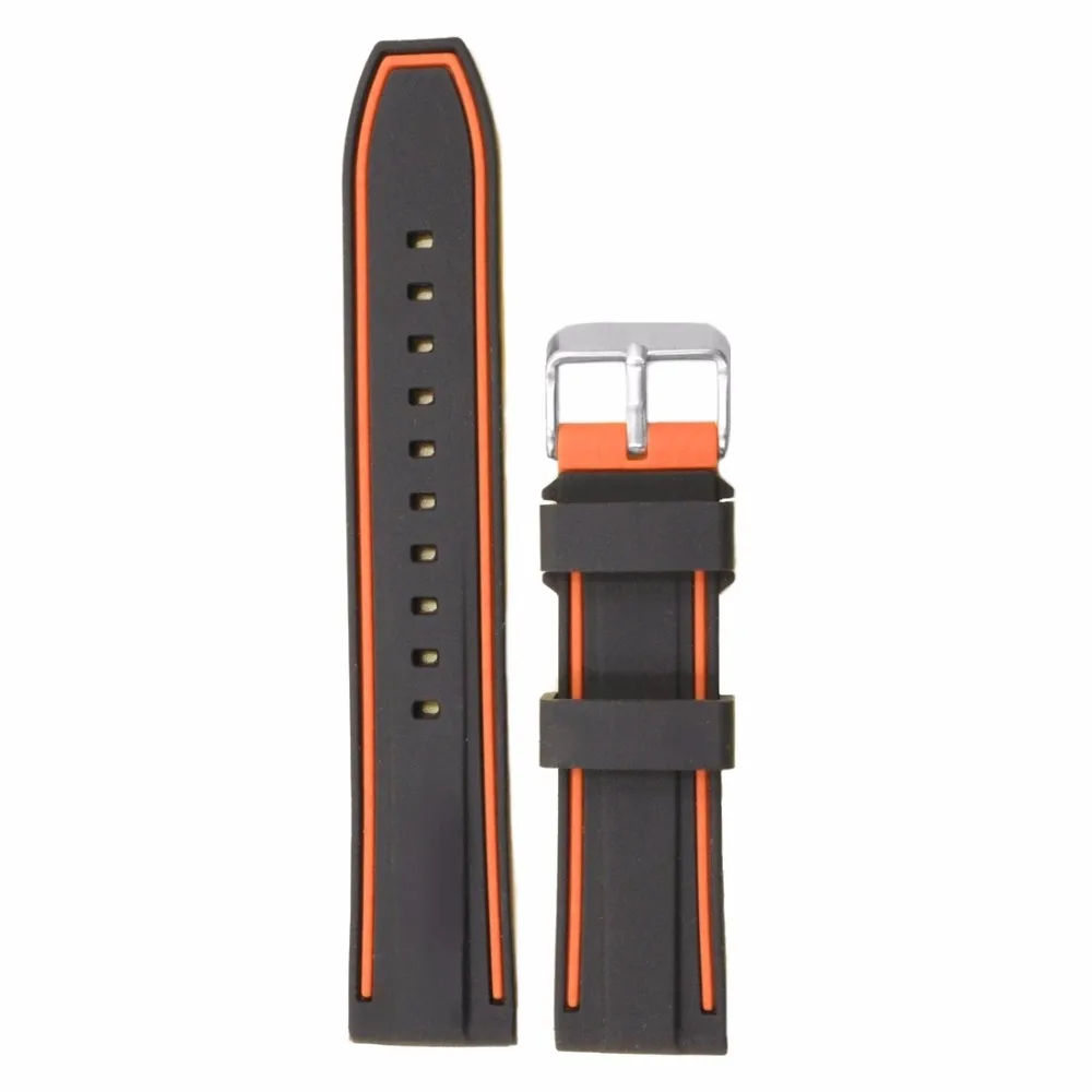 

20mm Black With Orange Silicone Jelly Unisex Watch Band Straps WB1228A20JB