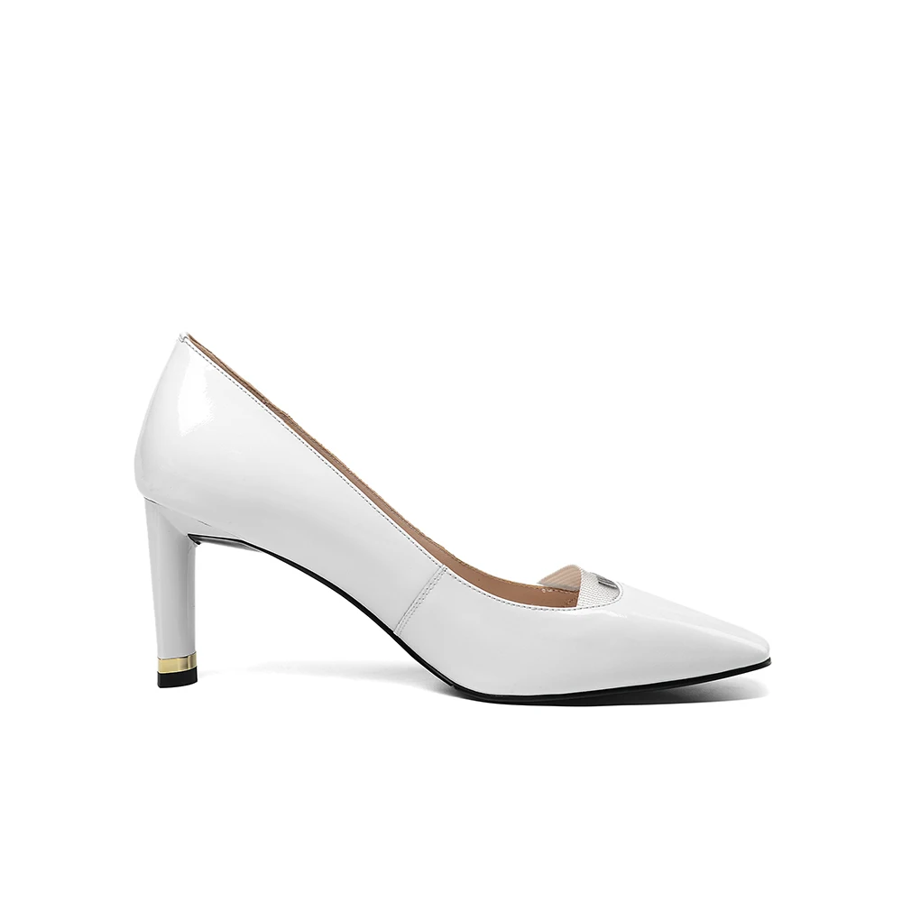 Bombas Cuero Mujer Leepo Madura Punta Tacón Blanco Alto De Vestido Black Negro white Zapatos Tacones Finos Genuino Señoras Oficina Las SqzgqZXcT