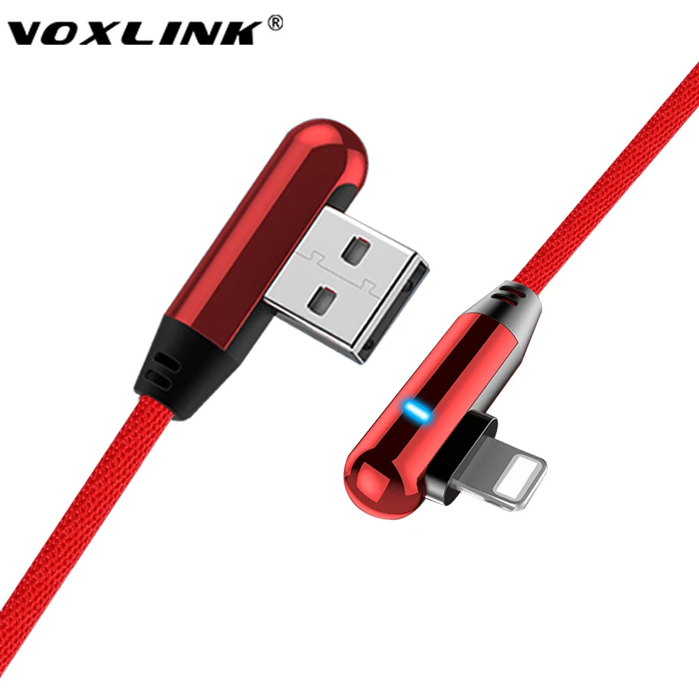 

VOXLINK 90 Degree 2.4A USB Cable for iphone X XS XR Fast Charging Sync Data USB Cable For iphone xs max 8 8Plus 7 6 6s ipad mini
