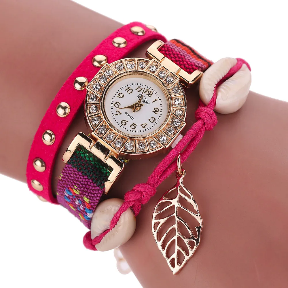 

Brand New Duoya Fashion Womens Stainless Steel Leather Strap Braided Bracelet Quartz Wrist Watch
