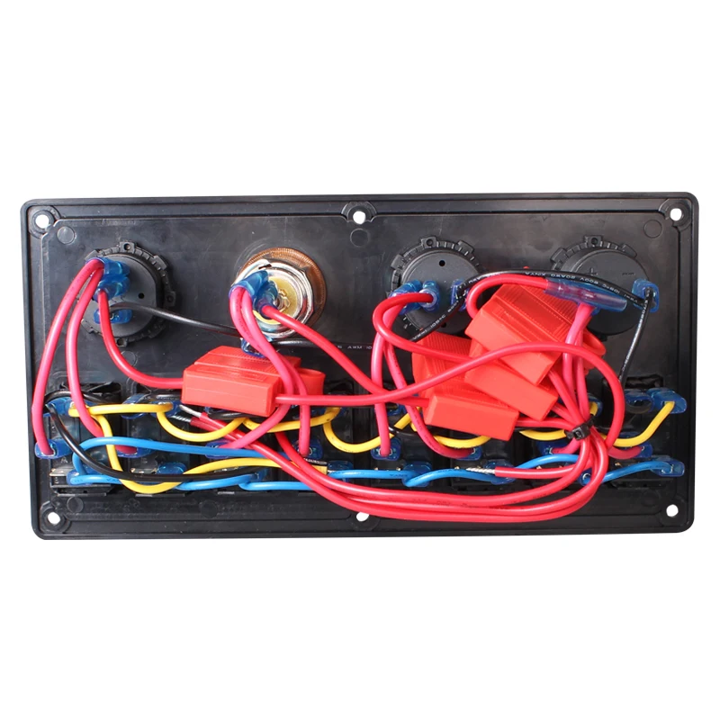 JX-LCLYL 8 Gang Rocker Switch Voltmeter Dual USB Power Socket Panel for Car Marine Boat