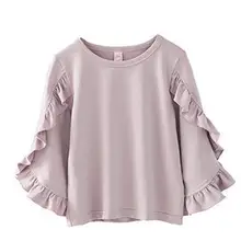 Топы для девочек; детская одежда; коллекция года; сезон осень; Весенняя хлопковая рубашка с завязками; Модная одежда с расклешенными рукавами