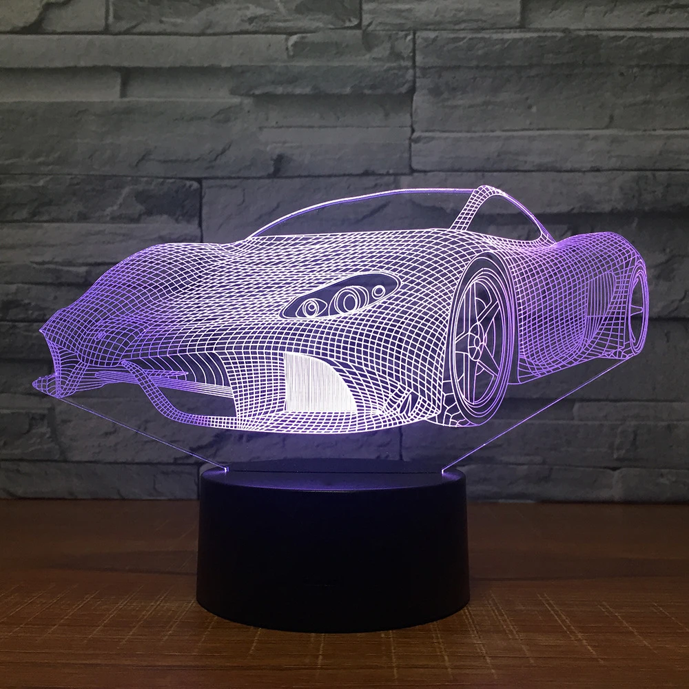 Дети спят 3D USB моделирование спортивный автомобиль Спальня украшения настольная лампа светодиодный Красочные автомобиль ночник огни для