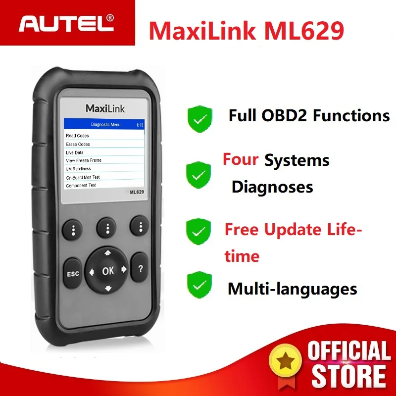 

Autel MaxiLink ML629 CAN OBD2 Scanner ABS SRS AirBag Auto Diagnostic Scan Tool EOBD OBDII Code Reader PK AutoLink AL619 AL319