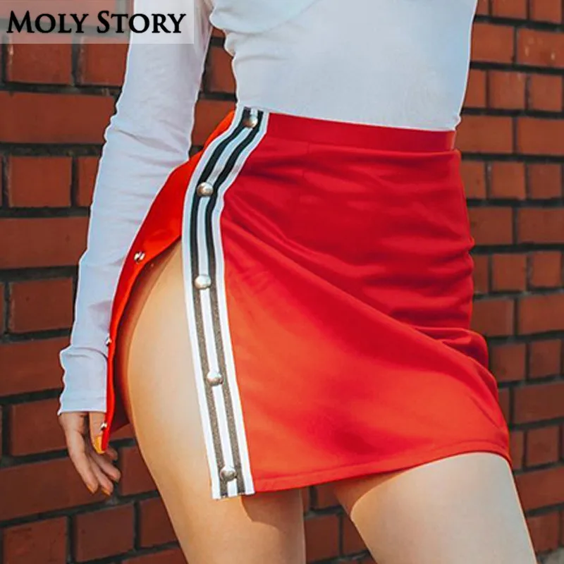 

Clearance Slim Slit Sexy Mini Skirts Women Striped Red Skirts Angel Print Jupes Femme Ladies Pencil Skirts Clubwear