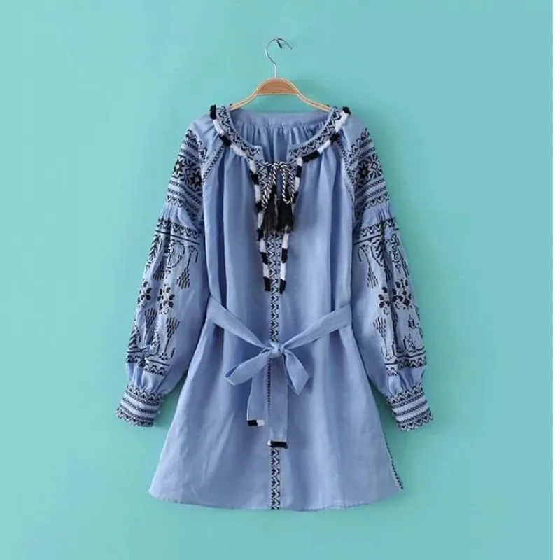 

Mori Girl Design Europe Women Vintage Dresses Lantern Sleeve Dress printloose Dress Cotton Vestidos Femininos Vestidos de Renda