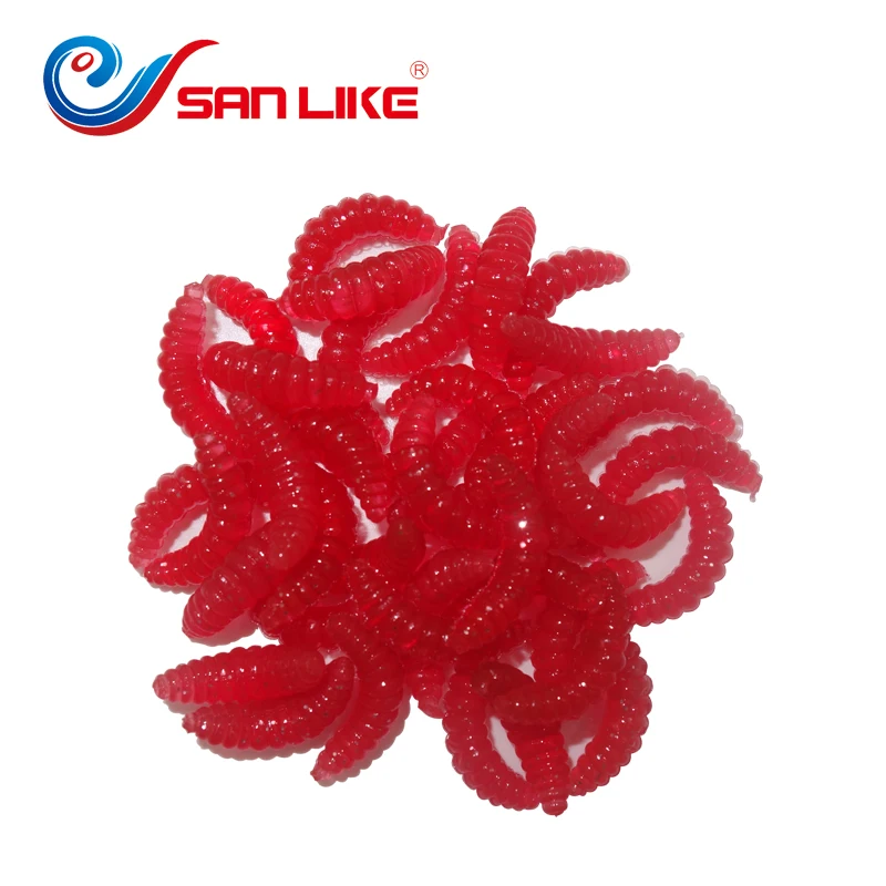 40pcs/lot fishing lures Smell red worm soft bait worms 2cm 0.4g maggot Grub Soft Lure hooks smell Worms Glow Shrimps Fish Lures
