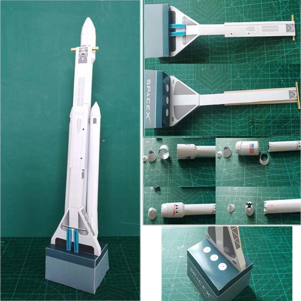 1:160 Space X Falcon Heavy duty Rocket 3D Paper Model Puzzle Студенческая Модель ручной работы DIY model игрушка