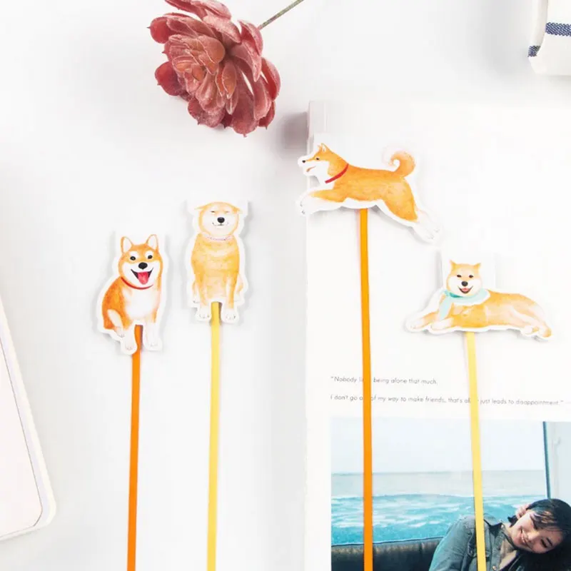 

1 pcs Cute dog Magnetic long tail bookmark High quality satin ribbon paper bookmarks kawaii stationery school supplie