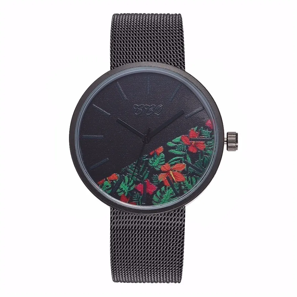 

Women Stainless Steel Floral Pattern Watch Luxury Ladies Flower Quartz Watch CCQ Clock Relogio Feminino For Dropshipping