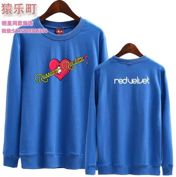  Spring autumn kpop red velvet new album russian roulette love heart printing o neck sweatshirt pull