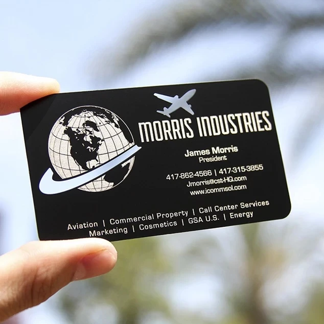 

Stainless steel laser etching black metal business card silk printing color